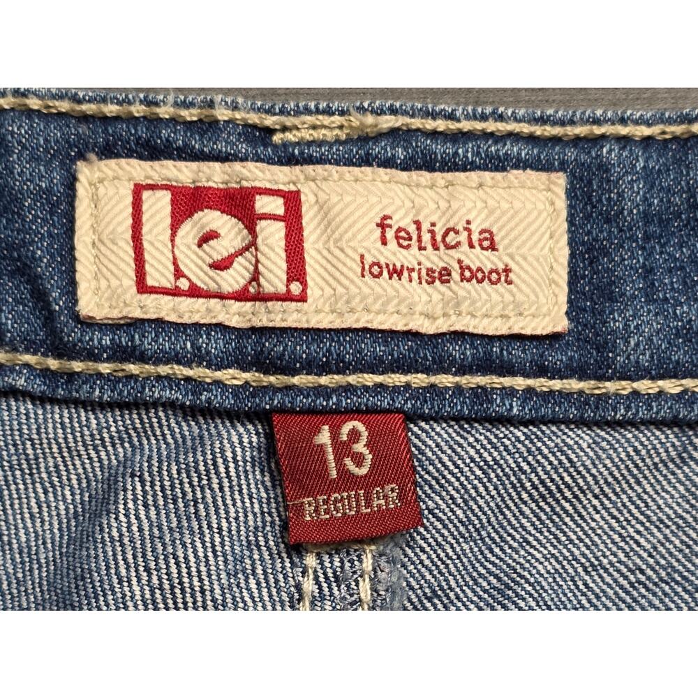 Y2K LEI Felecia Lowrise Bootcut Jeans Juniors Size 13 (Fits 32x31) Distressed - Picture 3 of 9
